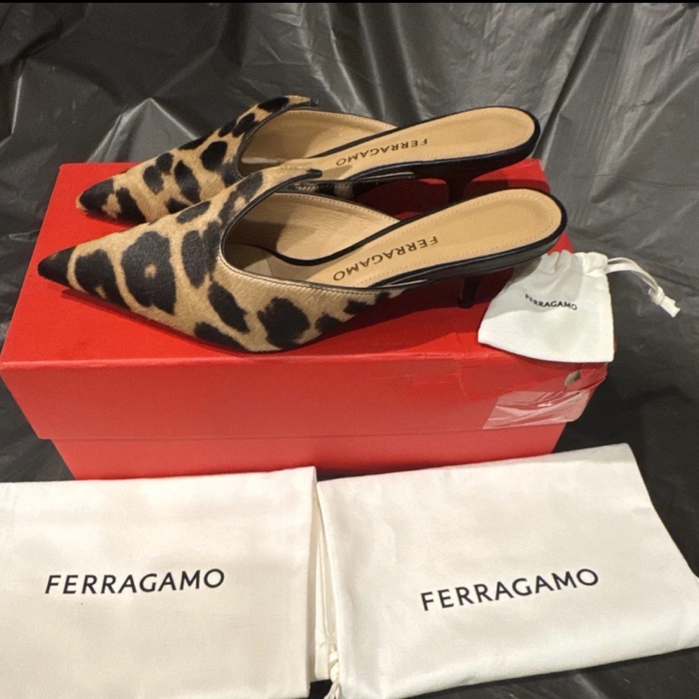 Salvatore Ferragamo Animal Print Mules